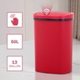 thumbnail image 1 of 13 Gallon Trash Can Automatic Kitchen Garbage Can with Lid Touchless Sensor Waste Bin Slim No Touch Stainless Steel Trash Can for Home, Living Room, Bedroom, Office （Red）, 1 of 8