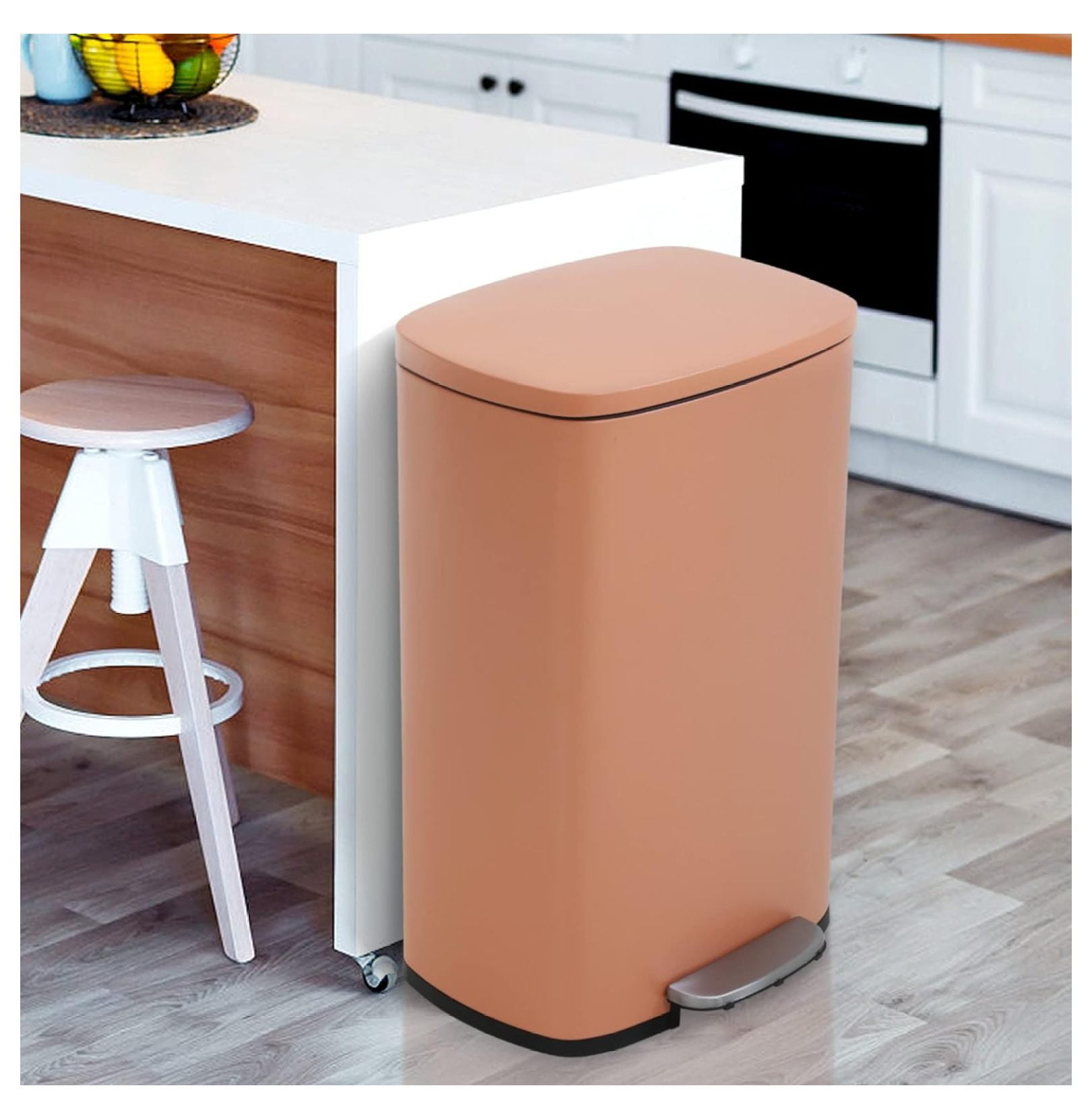 13 Gallon Trash Can, Brushed Stainless Steel Kitchen Trash Can with Softclose Lid, Fingerprint