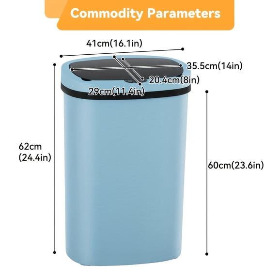 13 Gallon Trash Can Kitchen Waste Bin 50L, Automatic Garbage Can Touchless Motion Sensor, for Office Bedroom Living Room Trash Can