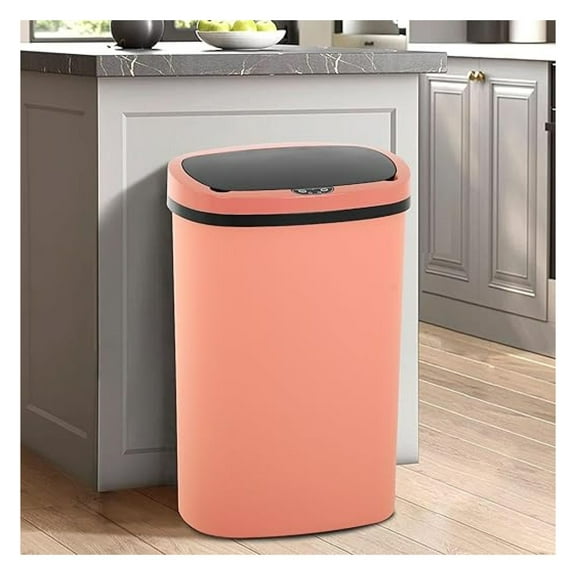 13 Gallon Trash Can with Lid, Kitchen & Bathroom Garbage Can - Automatic, Sensor, Dog Proof, Stainless Steel - Large Capacity, Quiet Close, Hands-Free