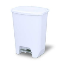13 Gallon Trash Can | Plastic Kitchen Waste Bin with Odor Protection of Lid | Hands Free with Step On Foot Pedal and Garbage Bag Rings, 13 Gallon, White