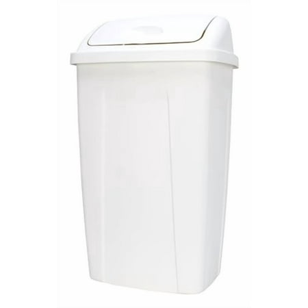 13 Gallon Trash Can, Plastic Swing Top Kitchen Garbage Trash Can (White)