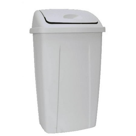 13 Gallon Trash Can, Plastic Swing Top Kitchen Trash Can, Gray