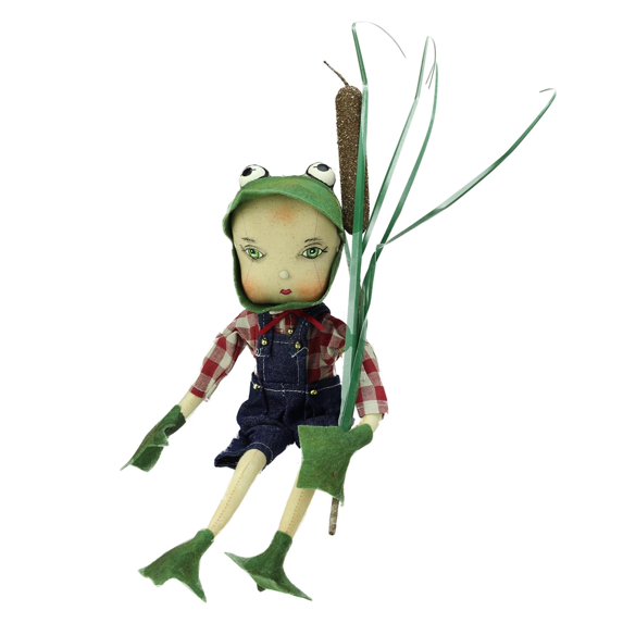13" Gathered Traditions "Fergus" the Frog Boy Decorative Spring Display Figure