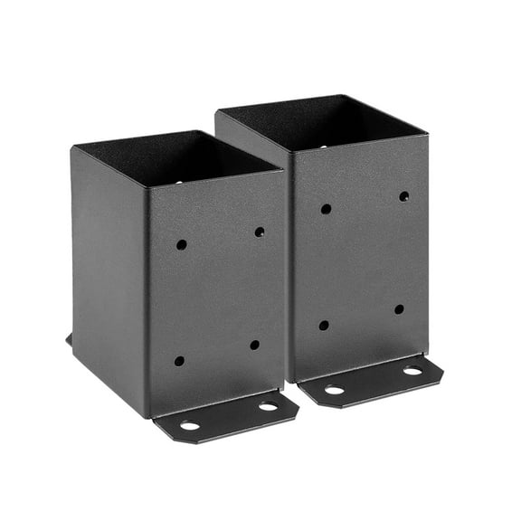 13 Gauge Thick Solid Steel,4x4 /6*6 Post Base-Inner Size 3.5x3.5 /5.6x5.6 Inch Wood Fence Post Brackets-Rust-Proof Black Powder-Coated Railing Post Brackets for Support Deck, Pergola