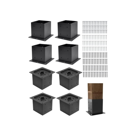 13 Gauge Thick Solid Steel,4x4 /6*6 Post Base-Inner Size 3.5x3.5 /5.6x5.6 Inch Wood Fence Post Brackets-Rust-Proof Black Powder-Coated Railing Post Brackets for Support Deck, Pergola