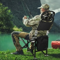 13 Gear Rise Fall 21cm Adjustment Fishing Chair with Backrest Rod Holder Folding Fishing Deck Chair Fisherman Gift-Black