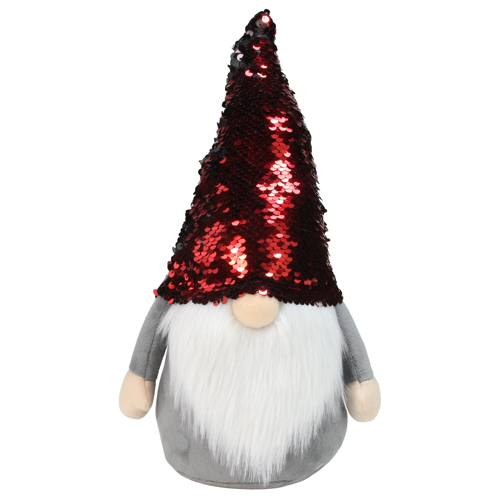 Christmas Gnome with Reversible Sequin Hat - Black & Red - Walmart.com