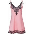 thumbnail image 1 of 13 Going On 30 Sleepwear Dress Women's Sexy Lace Satin Lingerie Jenna Pink Nightgown, 1 of 9