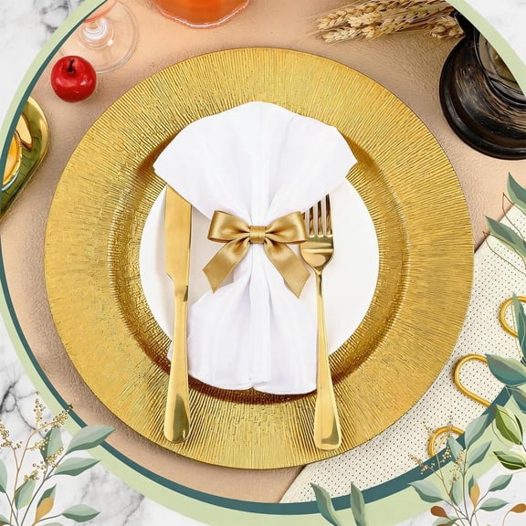 13 Gold Charger Plates Bulk for Wedding Receptions 13 | Durable Plastic Gold Chargers.Perfect for Holiday Table Settings.Hand Wash Reusable or Disposable.No Microwave Use.