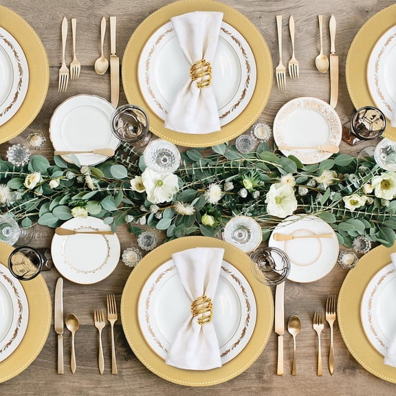 13" Gold Charger Plates Set of 12, Round Charger for Dinner Plates, Plate Chargers with Beaded Rim, Plastic Table Chargers for Wedding, Party