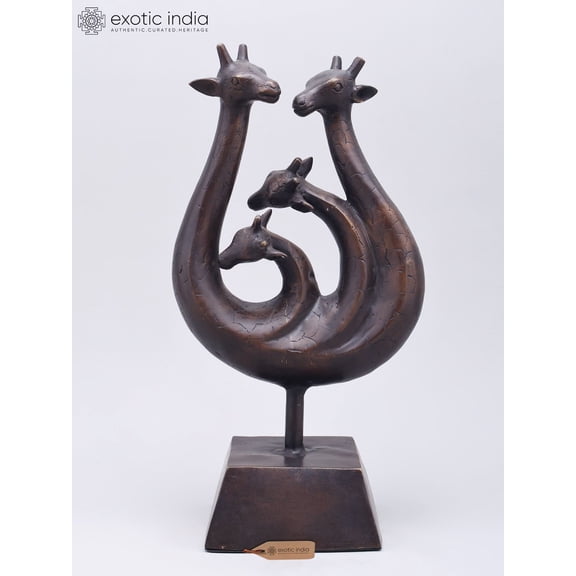 13" Graceful Giraffe Family | Table Decor | Brass Statue