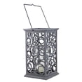 thumbnail image 1 of 13" Gray Brushed Cut-Out Circle Design Pillar Candle Holder, 1 of 3