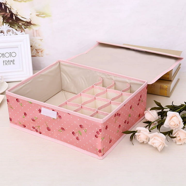 13 Grid Socks Bra Panty Underwear Box Cute Cartoon Storage Box For Storage  Organizer Pink Peach 