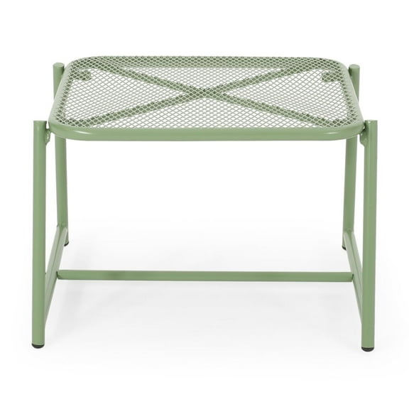 13"H Side Table Green, Weather-Resistant Outdoor Accent Table