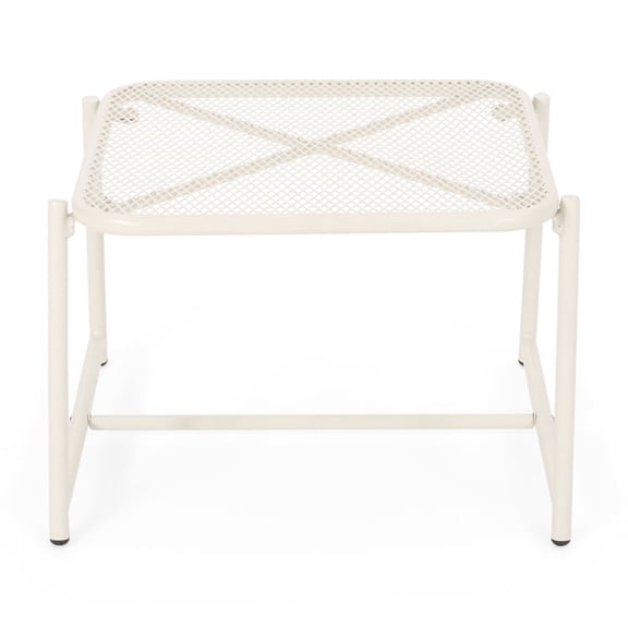 13"H Side Table Matte White Iron Modern Outdoor Accent Table