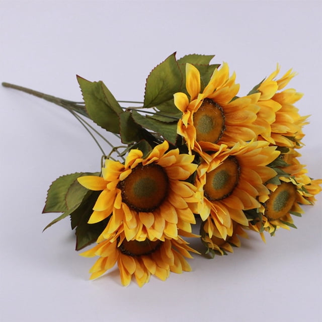 13 Heads Artificial Flowers Fake Sunflowers Plastic Plants Wedding