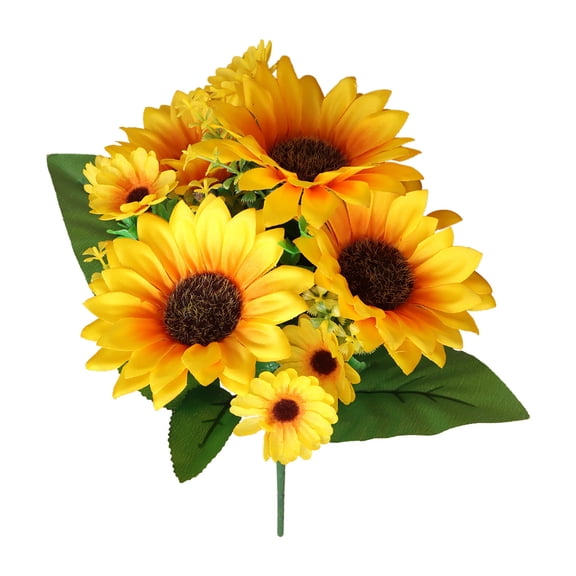 13 Heads Artificial Sunflower Bouquet - Realistic Silk Sunflower Stems For Wedding Centerpieces, Home Decor, And Event Decoration