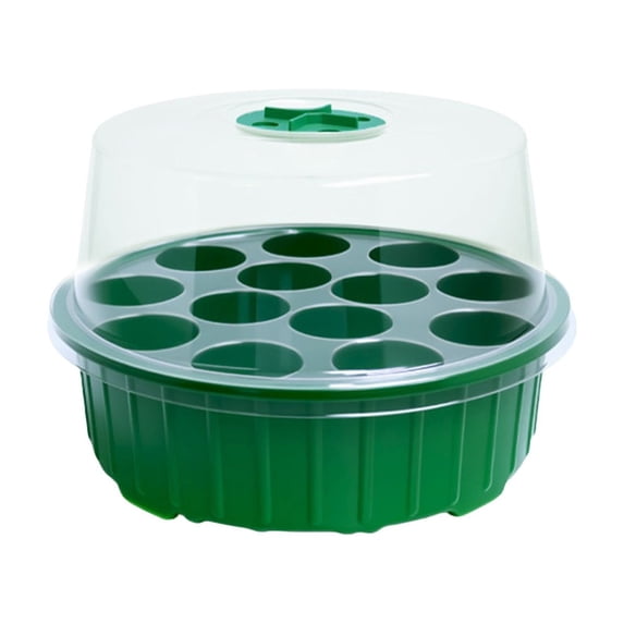 13-Hole Round Seeded Box with Adjustable Vent Lid, Reusable Plastic Seed Cultivation Tray for Indoor & Outdoor Plant Germination