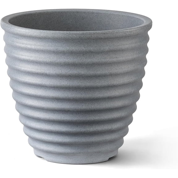 13" Ibiza Polyresin Indoor and Outdoor Planter with Stone Blend Concrete Gray