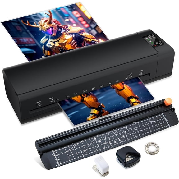 13 Ih Laminator Machine, A-3 9-in-1 Thermal Laminator with Sheets for Hot & Cold Laminating Machine, Features Fast 60-Sec Warm Technolog and Never-Jam Design for ,Office,or School Use (Black)