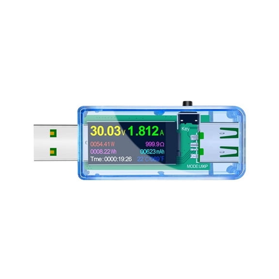 13 In 1 USB Tester DC Digital Voltmeter Voltage Current Volt Ammeter Detector Charger Indicator Meter Clear Blue ,Live Data