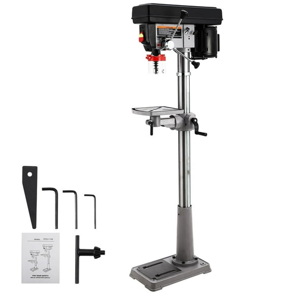 13 In Floor Drill Press, 7.5 Amp, 288-3084 RPM Variable Speed Cast Iron Bench Drill Press, 0-45 Tilting, For Wood Metal ,Easy to Operate