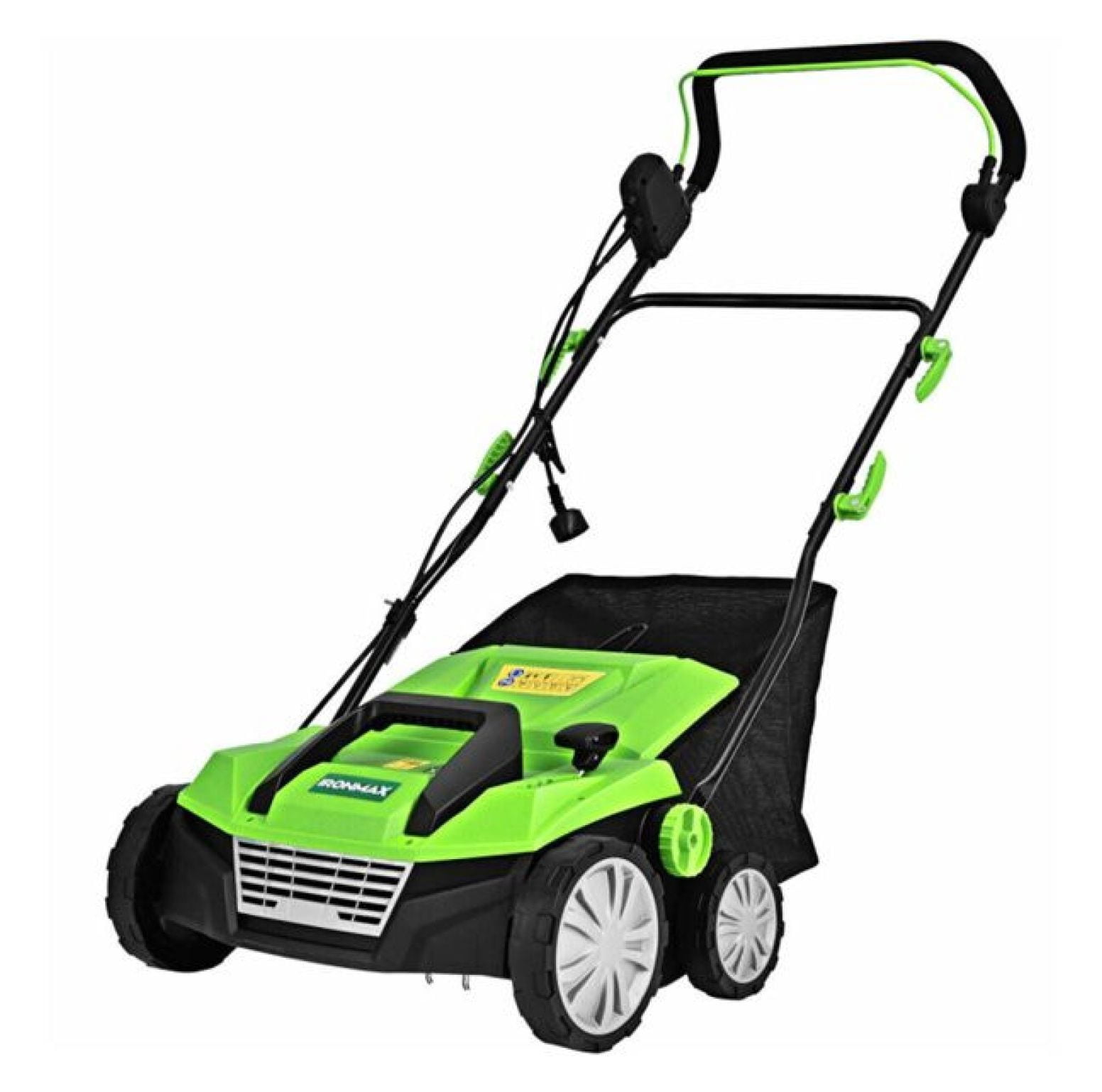 13 Inch 12 Amp Electric Scarifier with Collection Bag and Removable Blades Electric Lawn Dethatcher w/ 50L Collection Bag Green