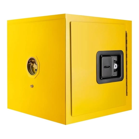13 Inch 2 Gallon Hazardous Materials Storage Cabinet, Manual Flammable Countertop Safety Storage Cabinet Leak-Proof Welded Fireproof Box Flammable Liquid Storage Box for Industrial and Home