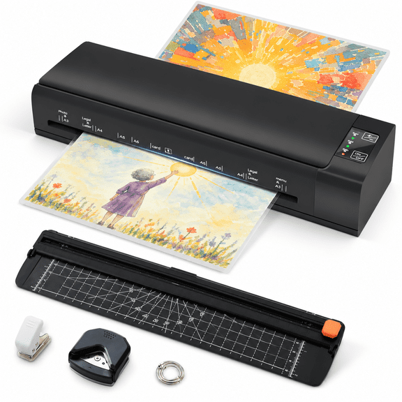 13 Inch A3 Black Laminator with 9-in-1 Kit for Hot and Cold Lamination