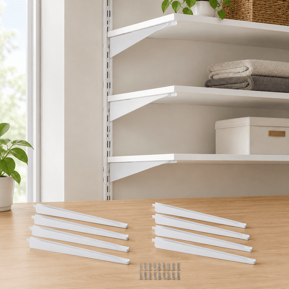 13-Inch Adjustable Double-Track Wire Shelf Brackets, 10 Pack, White