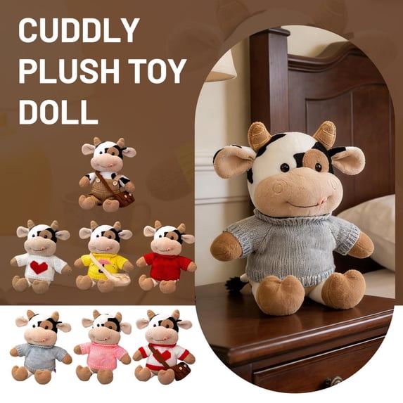 13-Inch Adorable & Ultra-Soft Plush Cow Doll, Premium Cozy Stuffed Animal, Perfect For Home Decoration, Playtime & Birthday Gifts For Family, S And Kids