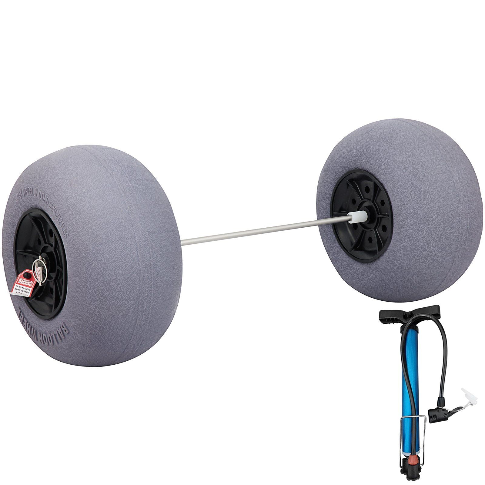 13 Inch Beach Balloon Wheels 32 Inch Stainless Steel Axle TPU Cart Tires for Kayak Dolly Canoe Cart Buggy with Free Air Pump 2 Pack