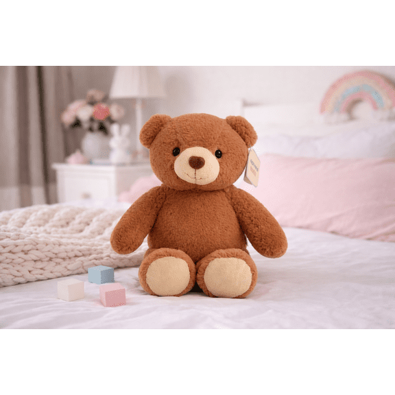 13 Inch Brown Plush Teddy Bear with Removable Pillow, Embroiderable Stuffed Animal, Storage Plush Toy, Baby Safe Gift