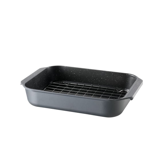 13 Inch Cast Aluminum Roaster Pan with Granite Non-Stick Coating & Even Heat Distribution