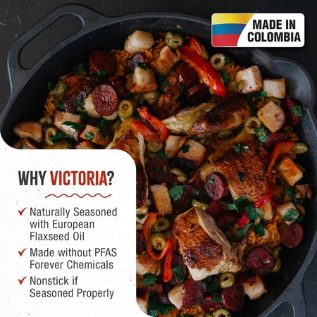 13-Inch Cast Iron Skillet with Handle, Pre-Seasoned Frying Pan Made in Colombia