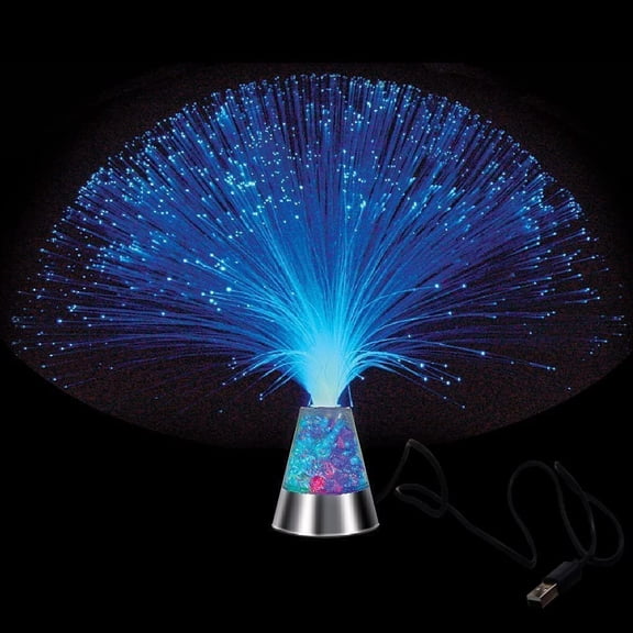 13 Inch Color-Changing Fiber Optic Lamp with Crystal Base USB Powered
