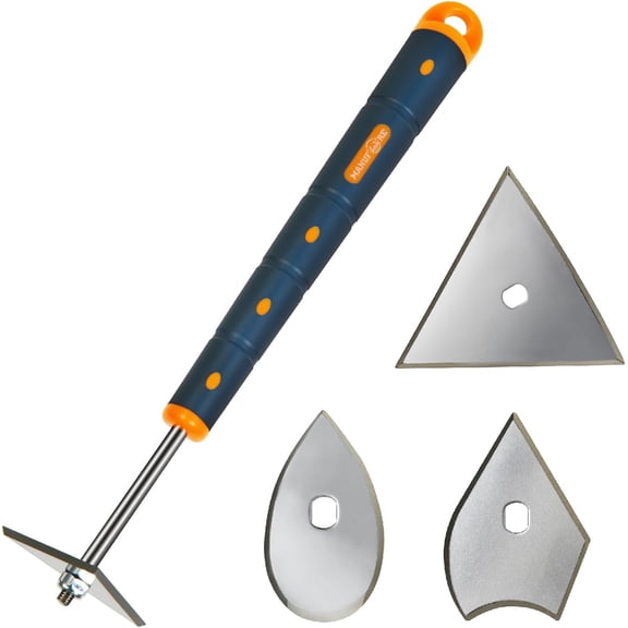 13-Inch Contour Paint Scraper, Long Soft Grip Handle with 3 Interchangeable Blades for Paint, Varnish, Putty, Caulk and Rust Removal on Curved & Rounded Surfaces