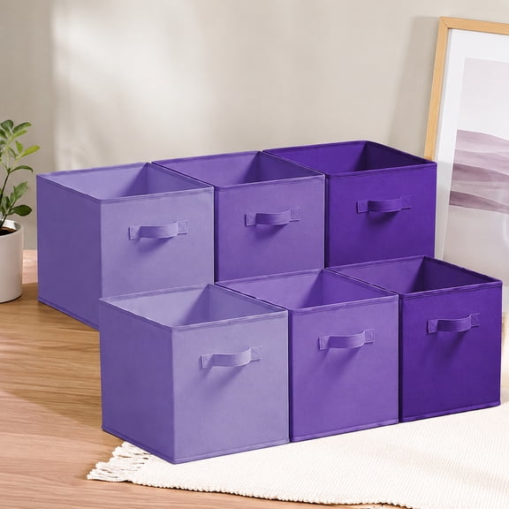 13 Inch Cube Storage Organizer, Purple Gradient, 6-Pack, Durable and Stackable Storage Solution