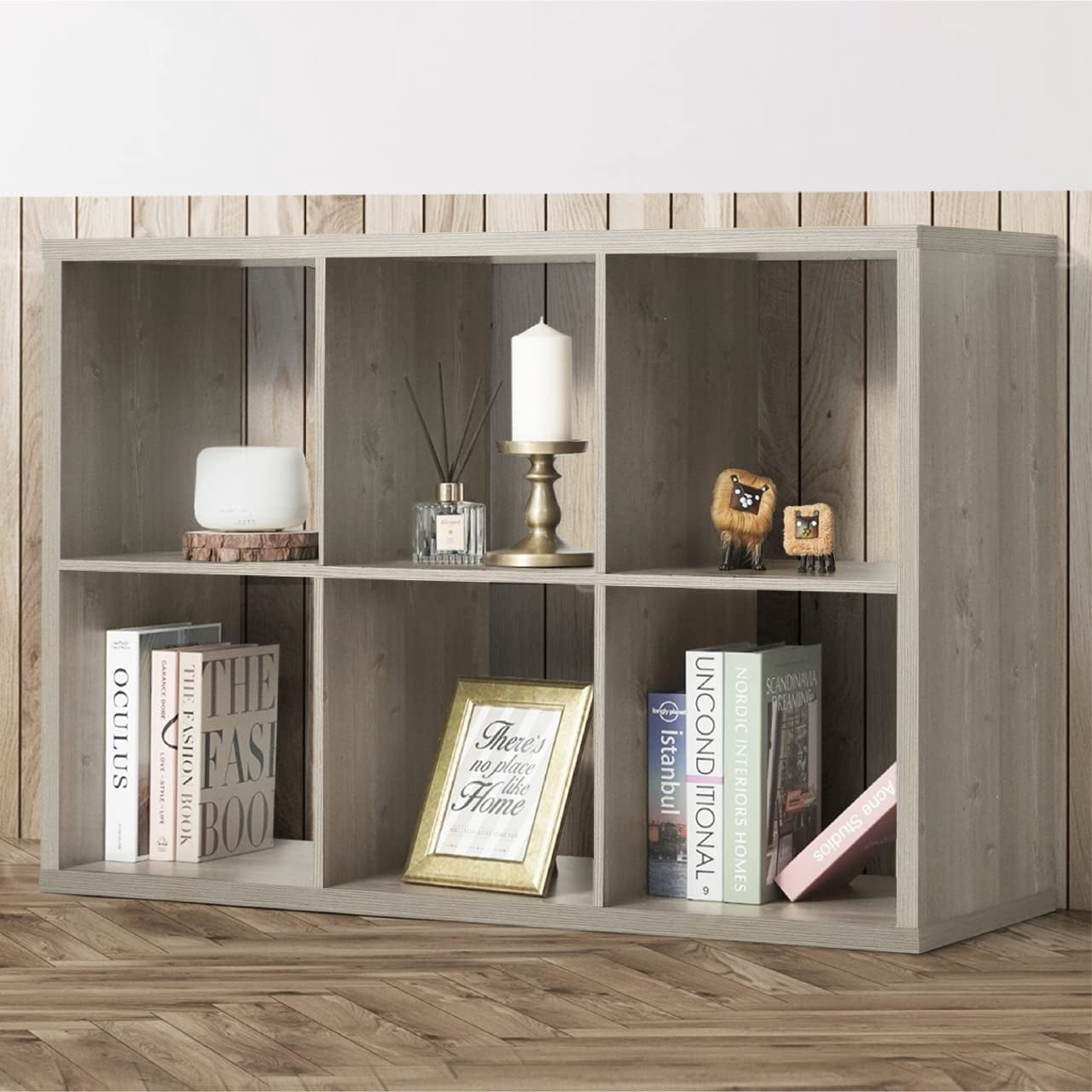 Sturdy Room 11-Inch Cube Storage Organizer Shelf, with Thick Exterior Edge, Rustic Grey Oak