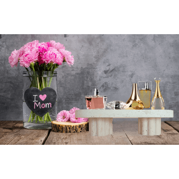 Mothers day Travertine Marble footed tray Decorative Tray 13 inch Large tray with feet