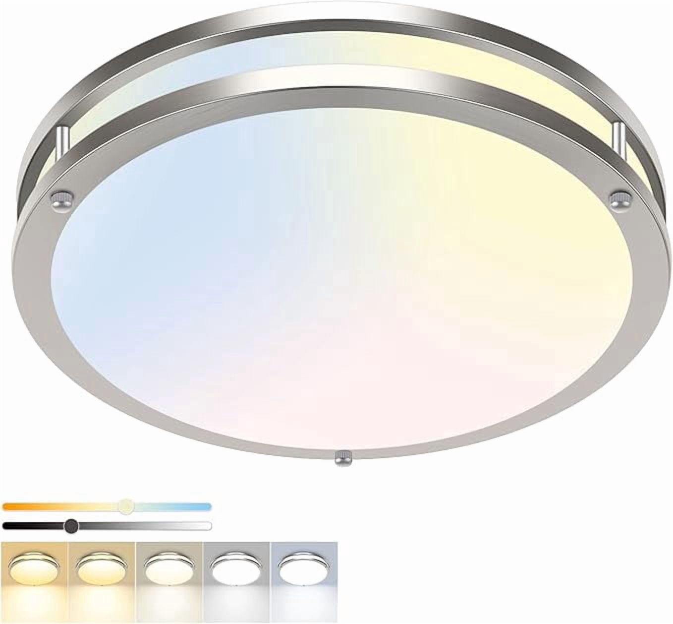 13 Inch Dimmable LED Ceiling Light, 24W Flush Mount Fixture with Adjustable Color Temperature for Kitchen, Bedroom and Bathroom