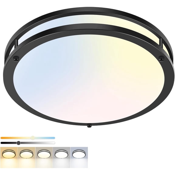13 Inch Dimmable LED Ceiling Light, 24W Flush Mount Fixture with Adjustable Color Temperature for Kitchen, Bedroom and Bathroom