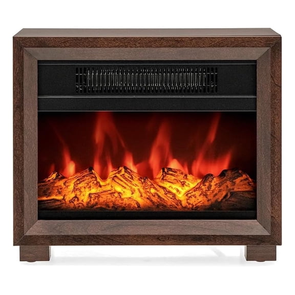 13 Inch Electric Fireplace Heater, 750-1400W Mini Wooden Fireplace with 3D Realistic Flame Effect, Cool to Touch, Overheat Protection, Portable Fireplace for Indoor, Bedroom, Office