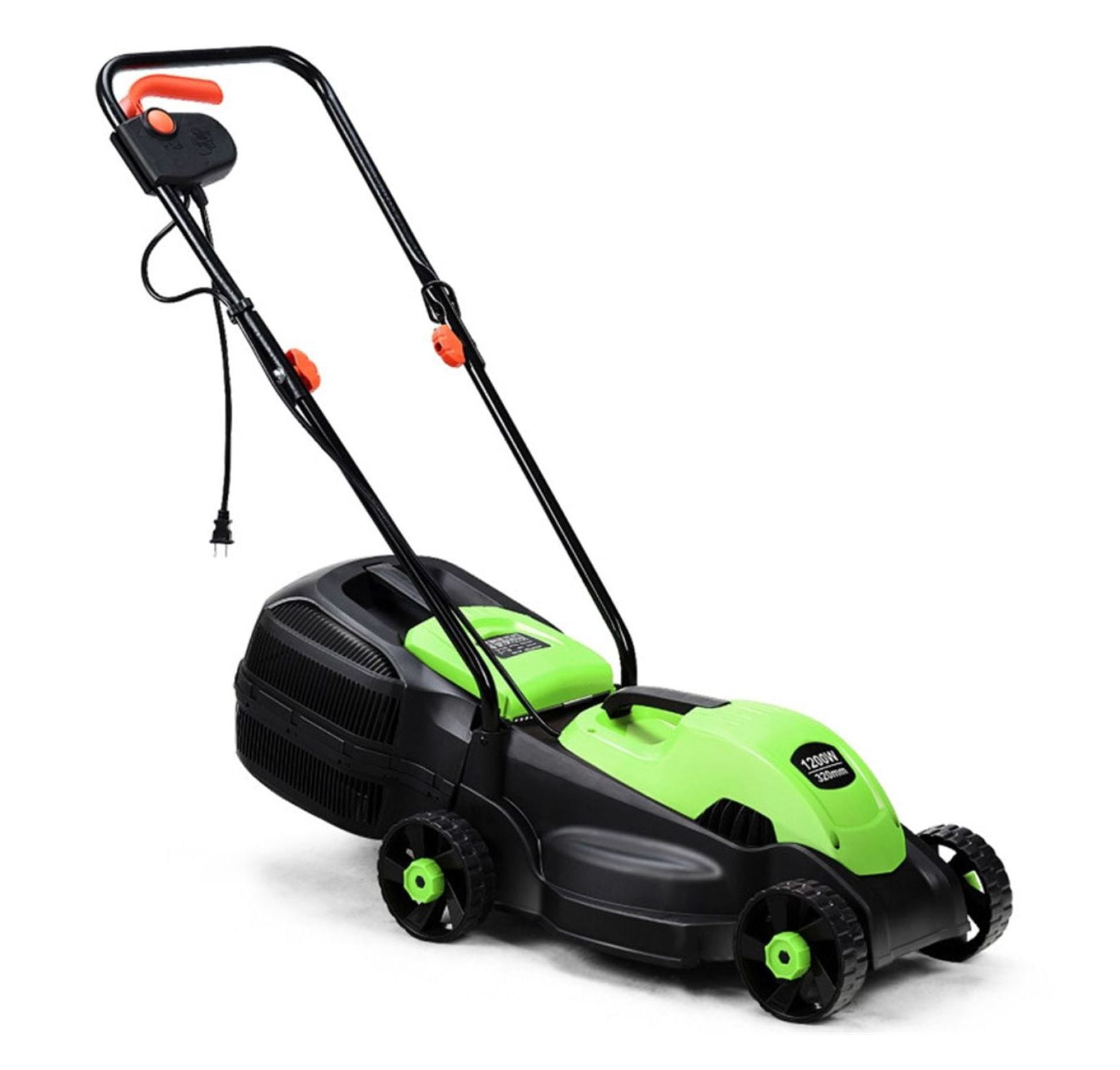 13-Inch Electric Lawn Mower, 8 Gal Grass Collection, 3 Height Settings, Lightweight 15.5 LBS Push Mower for Small Gardens - Green