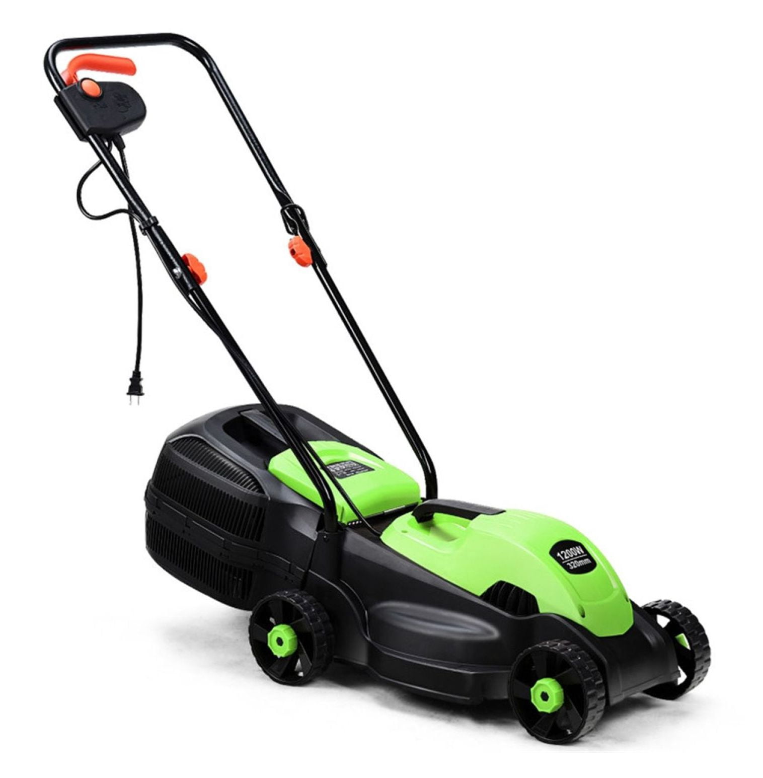 13-Inch Electric Lawn Mower, 8 Gal Grass Collection, 3 Height Settings, Lightweight 15.5LBS Push Mower for Garden, Green