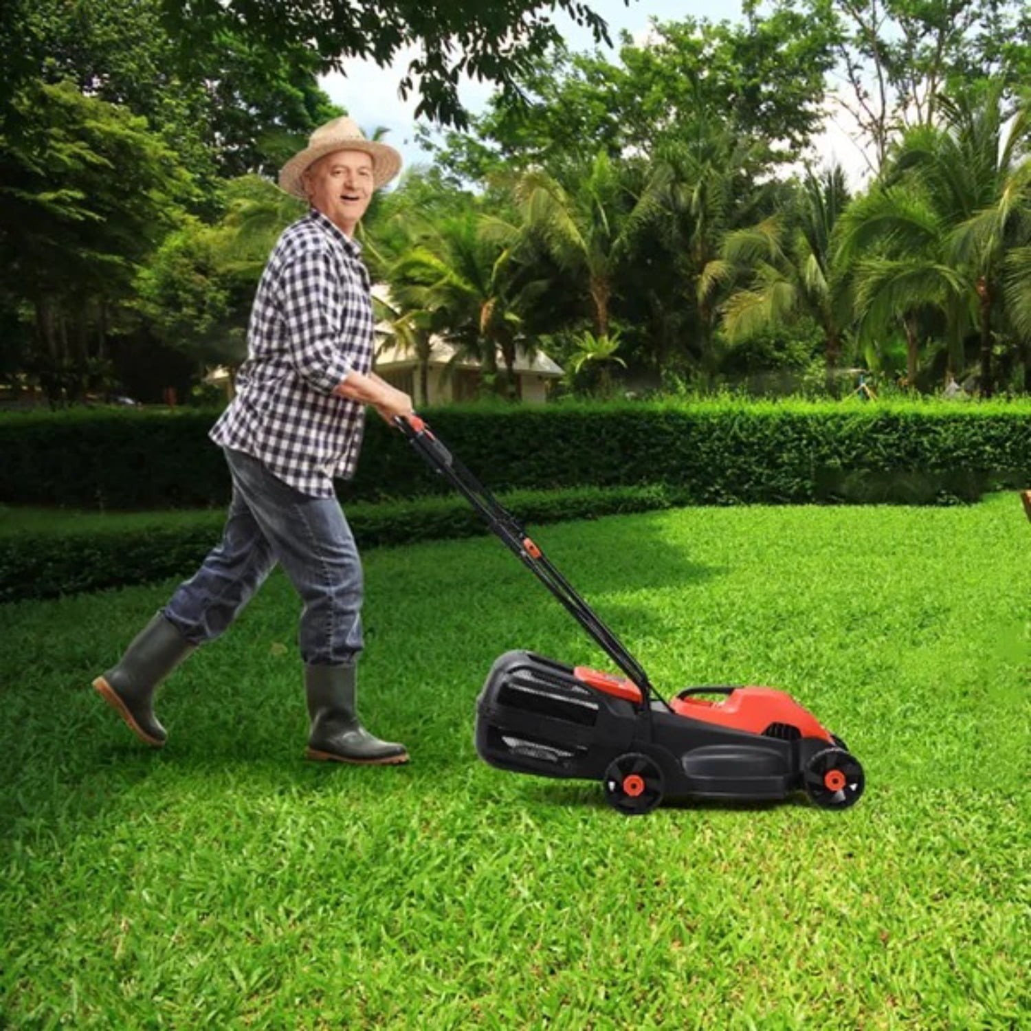 13 Inch Electric Push Lawn Corded Mower With Grass Bag