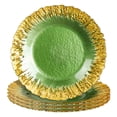 thumbnail image 1 of 13 Inch Glass Charger Plates Set of 4, Glass Chargers Service Plates for Wedding Reception, Green Glass Chargers for Dinner Plates With Gold Trim for Wedding Parties Events, 1 of 8