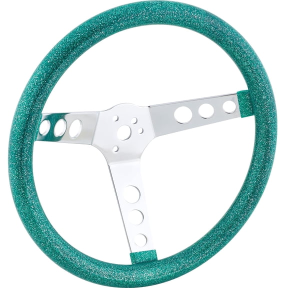 13 Inch Green Metalflake 60s Style Steering Wheel, 3-1/2 Dish