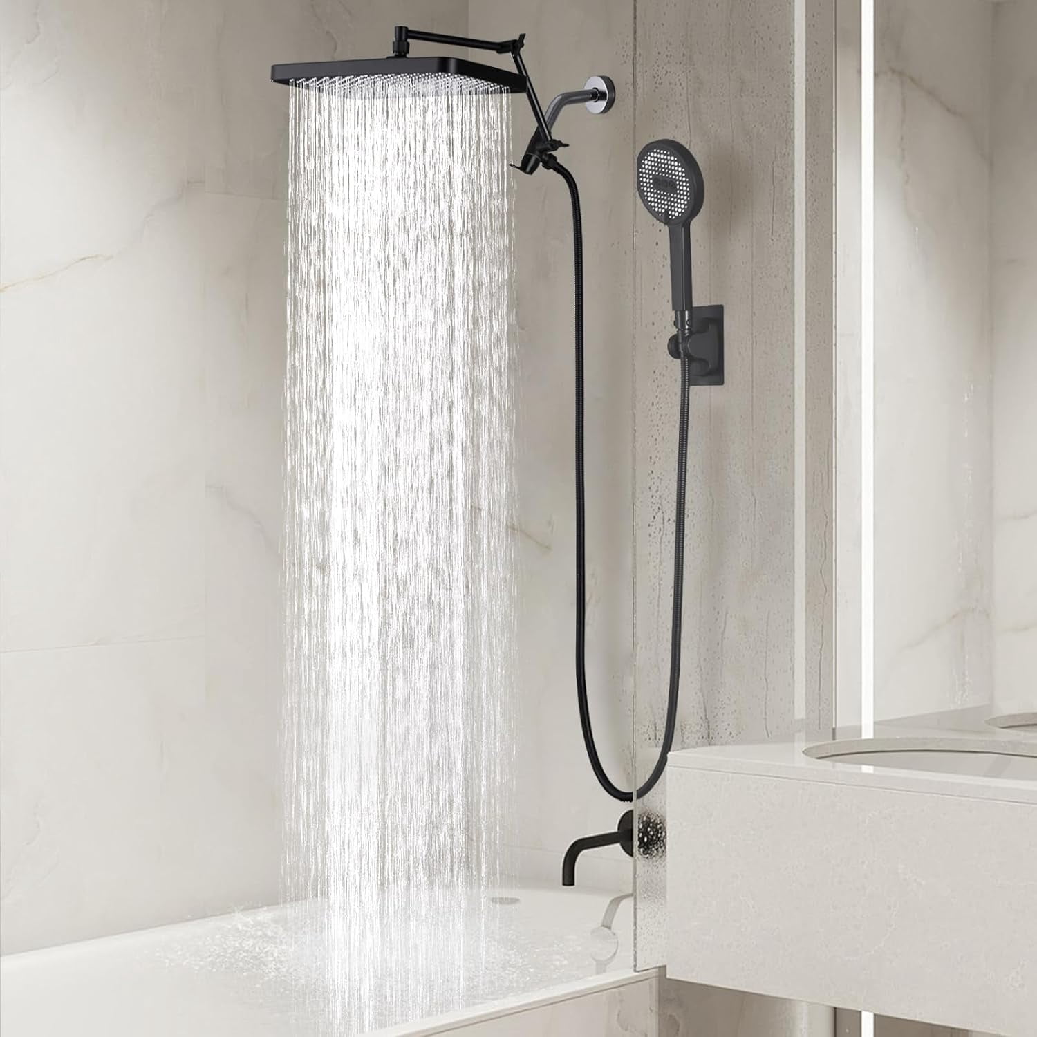 13 Inch High Pressure Rain Shower Head with Handheld Spray Combo, Wide ...
